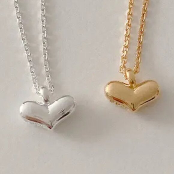 Heart Pendant Necklace in gold and Silver. 925 Sterling Silver. #1118 - Picture 1 of 6